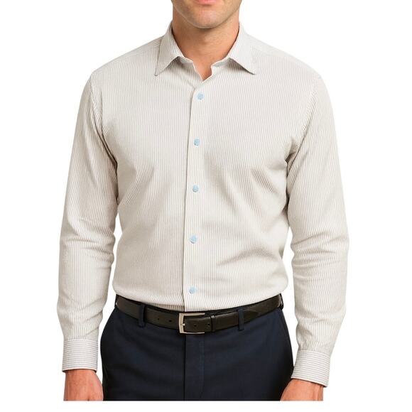 David Donahue Micro Dobby Dress Shirt Mens 15.5 White Formal Office Professional - Picture 1 of 14